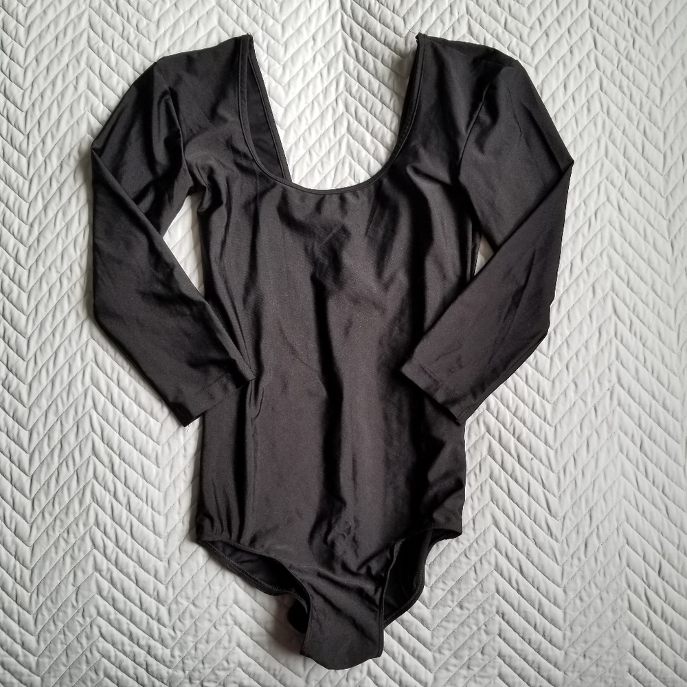 Medium Black Spandex Workout Bodysuit